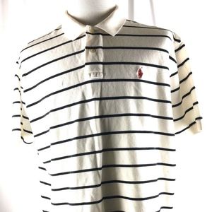 RL Men Short Sleeve Polo Shirt XL Off White Strips